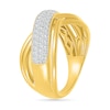 0.45 CT. T.W. Diamond Multi-Row Crossover Ring in 10K Gold