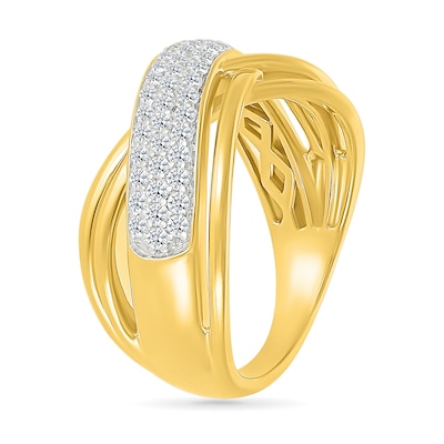 0.45 CT. T.W. Diamond Multi-Row Crossover Ring in 10K Gold