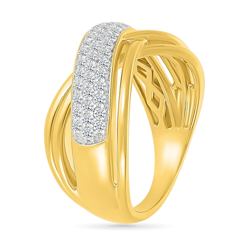 0.45 CT. T.W. Diamond Multi-Row Crossover Ring in 10K Gold