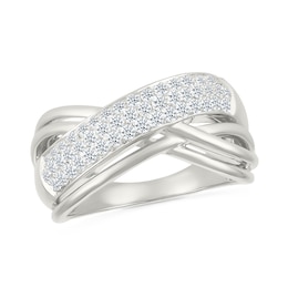 0.45 CT. T.W. Diamond Multi-Row Crossover Ring in 10K White Gold