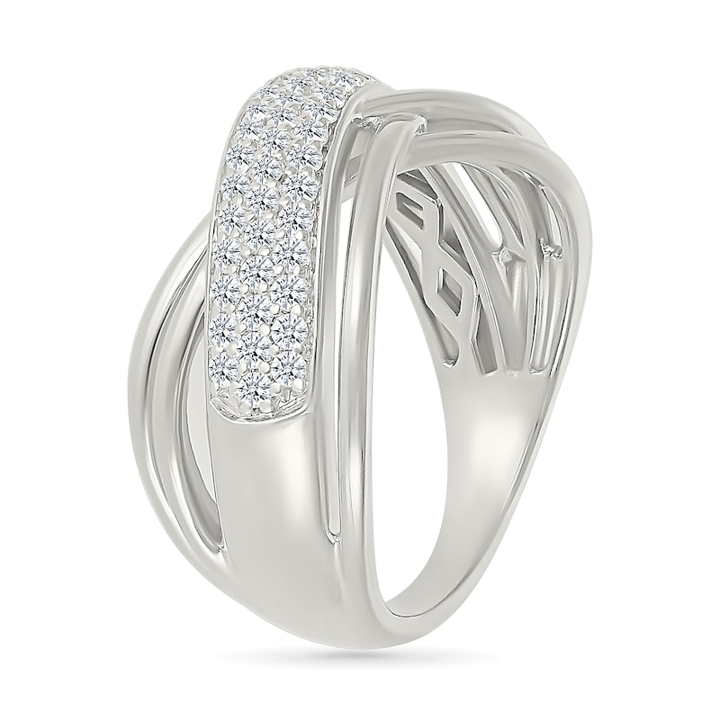 0.45 CT. T.W. Diamond Multi-Row Crossover Ring in 10K White Gold