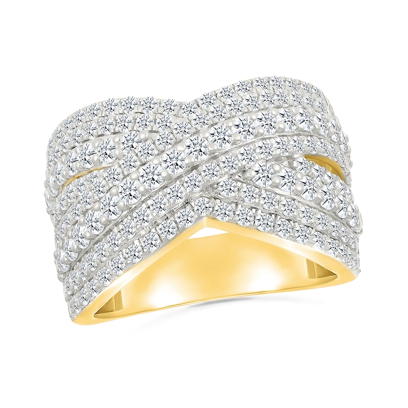 1.95 CT. T.W. Diamond Multi-Row Crossover Ring in 10K Gold|Peoples Jewellers