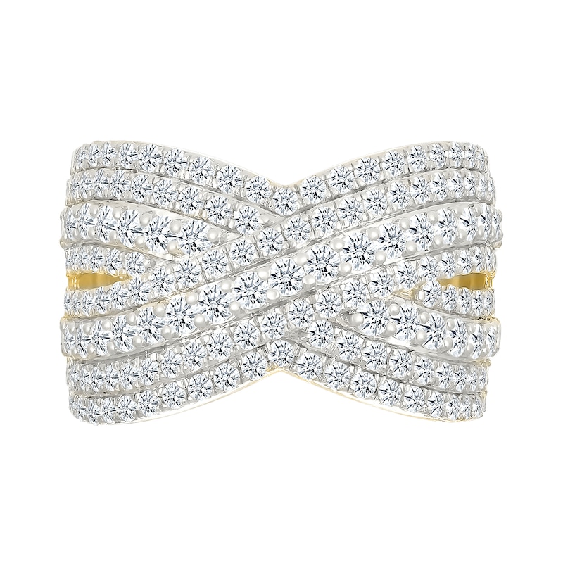 1.95 CT. T.W. Diamond Multi-Row Crossover Ring in 10K Gold|Peoples Jewellers