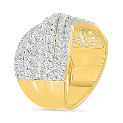 1.95 CT. T.W. Diamond Multi-Row Crossover Ring in 10K Gold