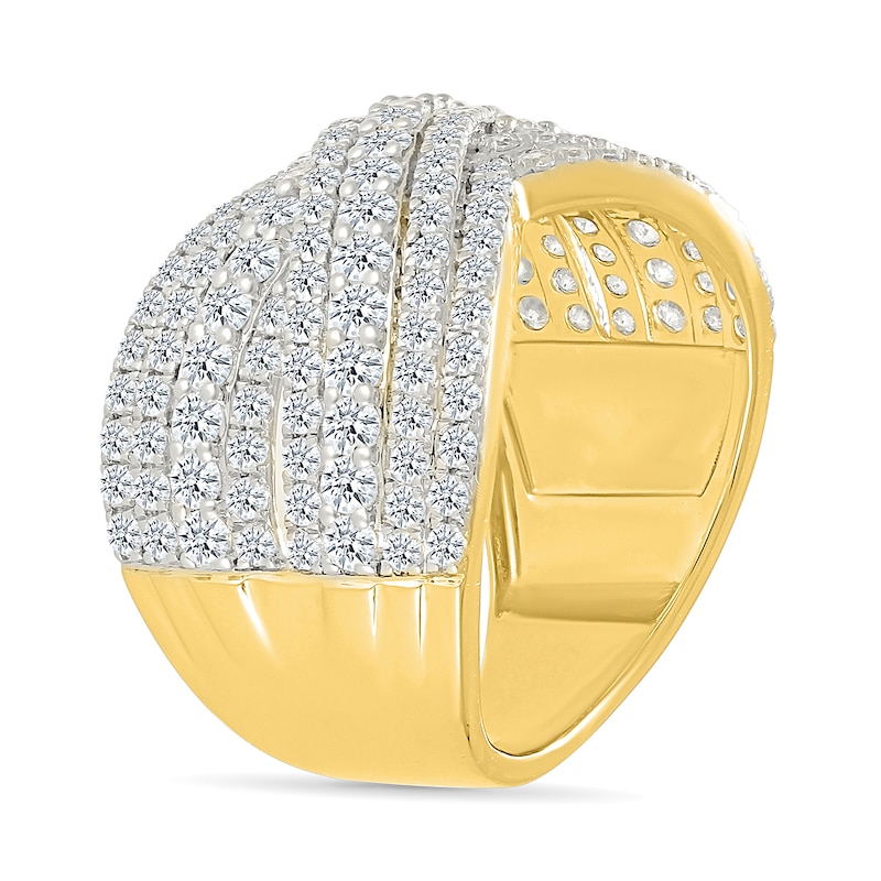 1.95 CT. T.W. Diamond Multi-Row Crossover Ring in 10K Gold