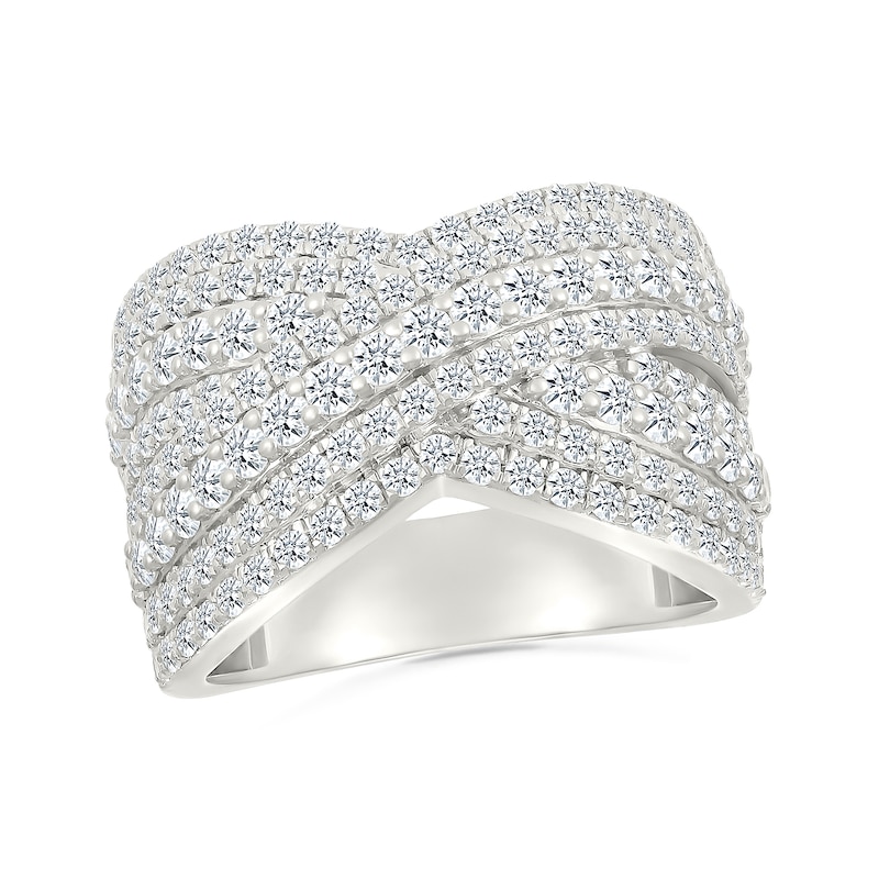 1.95 CT. T.W. Diamond Multi-Row Crossover Ring in 10K White Gold