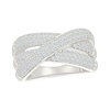 Thumbnail Image 1 of 0.95 CT. T.W. Diamond Triple Row Crossover Split Shank Ring in 10K White Gold