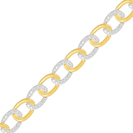 0.45 CT. T.W. Diamond Oval Link Alternating Bracelet in 10K Two-Tone Gold - 7.25”