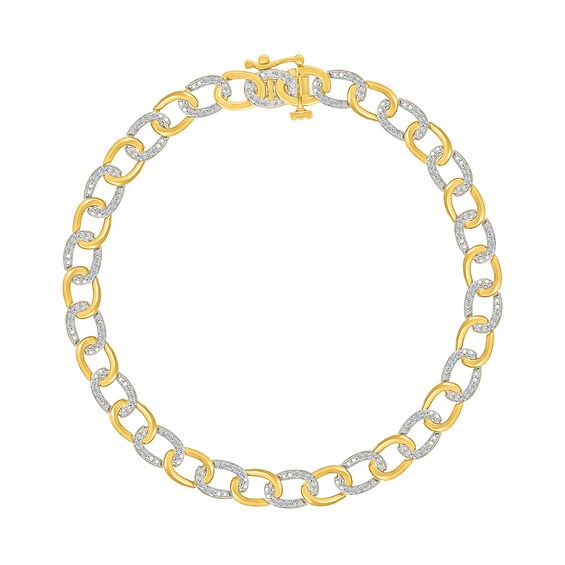 0.45 CT. T.W. Diamond Oval Link Alternating Bracelet in 10K Two-Tone Gold - 7.25”