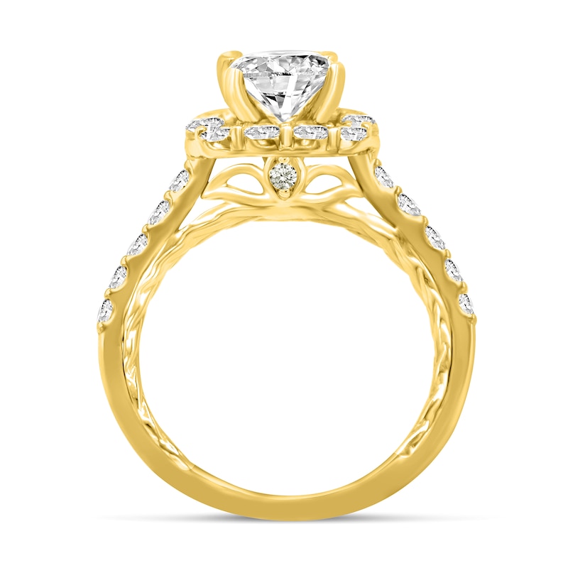 Main Image 3 of 0.95 CT. T.W. Diamond Cushion-Shaped Frame Semi Mount in 14K Gold