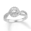 Thumbnail Image 1 of 0.69 CT. T.W. Diamond Double Frame Bypass Split Shank Engagement Ring in 14K White Gold