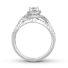 0.69 CT. T.W. Diamond Double Frame Bypass Split Shank Engagement Ring in 14K White Gold