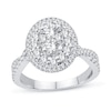 1.23 CT. T.W. Oval-Shaped Multi-Diamond Double Frame Twist Shank Engagement Ring in 14K White Gold