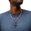 Thumbnail Image 1 of Double Strand Cross Necklace and Link Chain Bracelet Set in Stainless Steel and Black Ion Plate - 22"