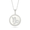 0.085 CT. T.W. Diamond Capricorn Zodiac Sign Rope-Textured Frame Disc Pendant in Sterling Silver