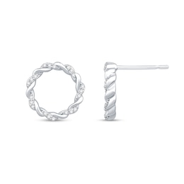 0.12 CT. T.W. Diamond Twist Hoop Earrings in Sterling Silver