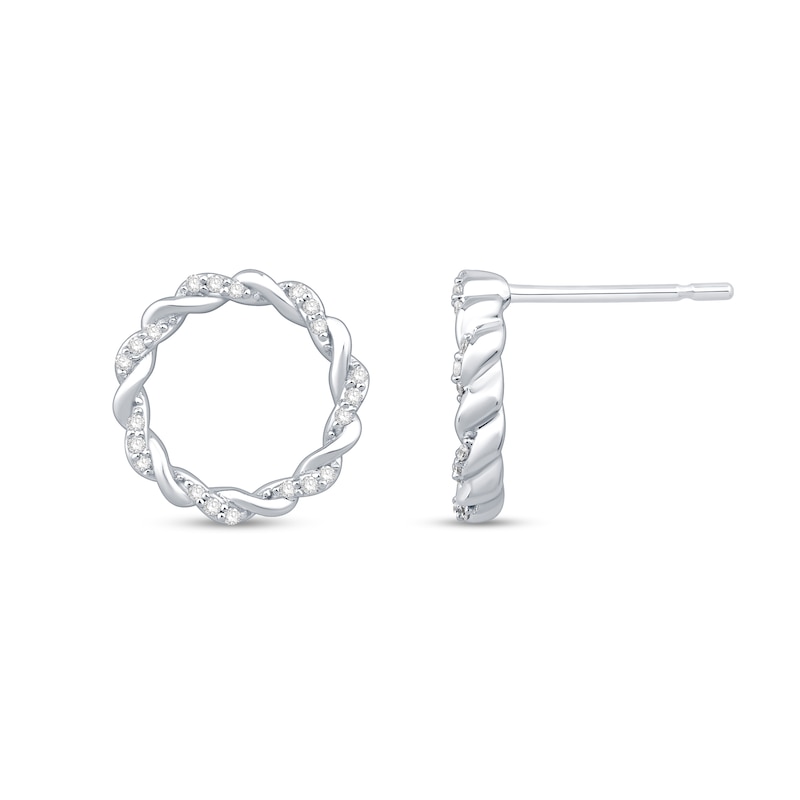 0.12 CT. T.W. Diamond Twist Hoop Earrings in Sterling Silver|Peoples Jewellers