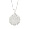 0.085 CT. T.W. Diamond Sagittarius Zodiac Sign Rope-Textured Frame Disc Pendant in Sterling Silver