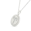 0.085 CT. T.W. Diamond Aries Zodiac Sign Rope-Textured Frame Disc Pendant in Sterling Silver