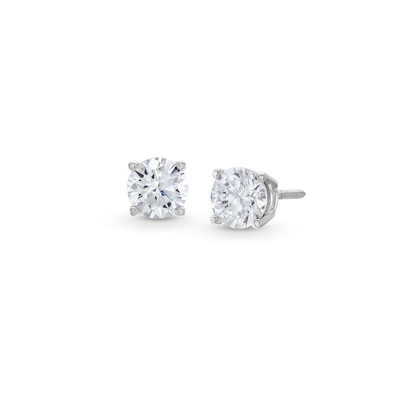 2.00 CT. T.W. Certified Lab-Created Diamond Solitaire Stud Earrings in 14K White Gold (F/SI2)
