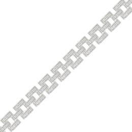 0.23 CT. T.W. Diamond Rectangle Link Bracelet in Sterling Silver - 7.25”