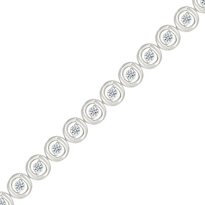 0.95 CT. T.W. Diamond Circle Link Bracelet in 10K Gold