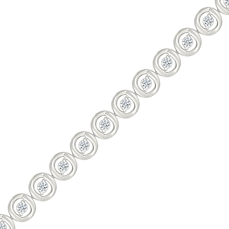 0.95 CT. T.W. Diamond Circle Link Bracelet in 10K White Gold
