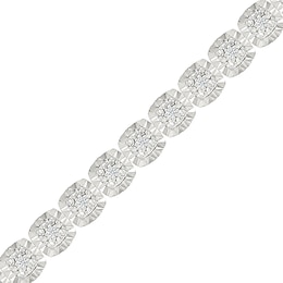 0.23 CT. T.W. Diamond Cushion-Shaped Link Bracelet in Sterling Silver - 7.25”