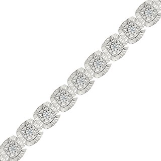 0.23 CT. T.W. Diamond Cushion-Shaped Link Bracelet in Sterling Silver - 7.25”