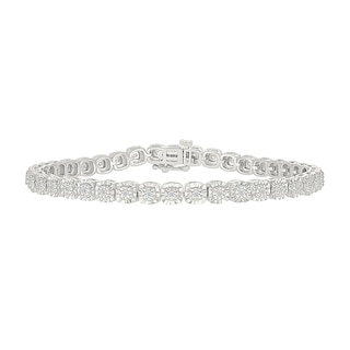 0.23 CT. T.W. Diamond Cushion-Shaped Link Bracelet in Sterling Silver - 7.25”