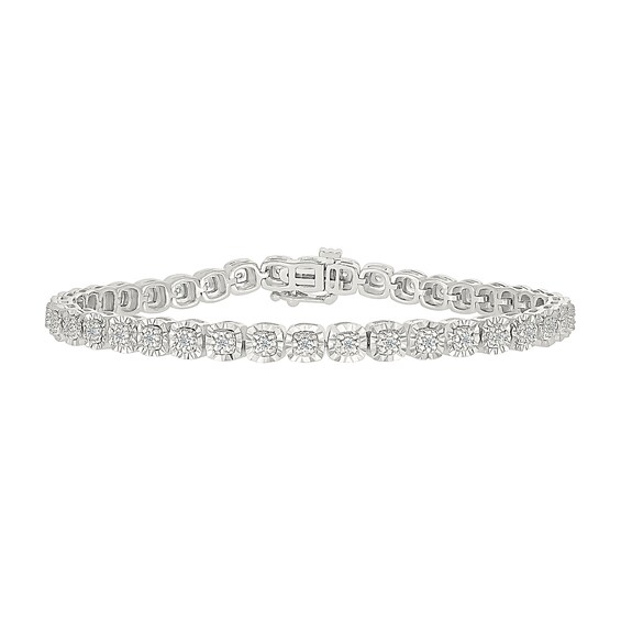 0.23 CT. T.W. Diamond Cushion-Shaped Link Bracelet in Sterling Silver - 7.25”