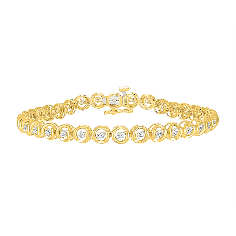 0.95 CT. T.W. Diamond Circle Link Bracelet in 10K Gold