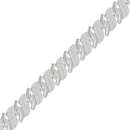 1.95 CT. T.W. Diamond Bypass &quot;S&quot; Link Bracelet in 10K White Gold - 7.25”