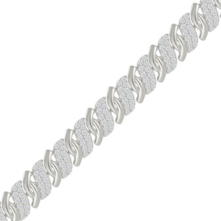 1.95 CT. T.W. Diamond Bypass "S" Link Bracelet in 10K White Gold - 7.25”