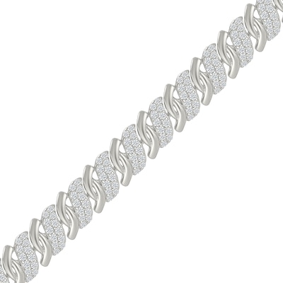 1.95 CT. T.W. Diamond Bypass "S" Link Bracelet in 10K White Gold - 7.25”