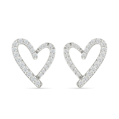 0.23 CT. T.W. Diamond Freeform Heart Stud Earrings in Sterling Silver