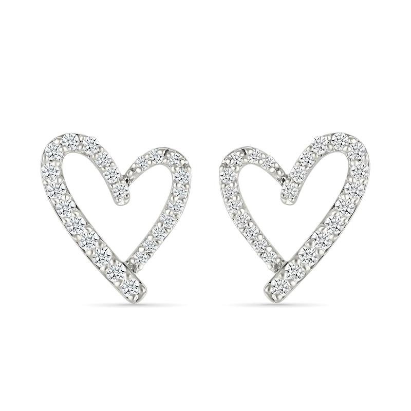 0.23 CT. T.W. Diamond Freeform Heart Stud Earrings in Sterling Silver