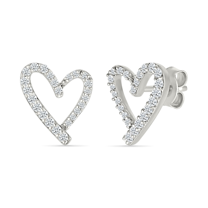 0.23 CT. T.W. Diamond Freeform Heart Stud Earrings in Sterling Silver|Peoples Jewellers