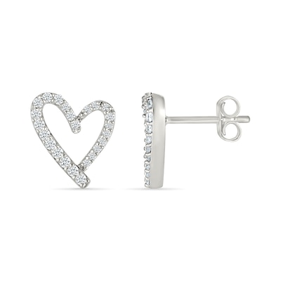 0.23 CT. T.W. Diamond Freeform Heart Stud Earrings in Sterling Silver