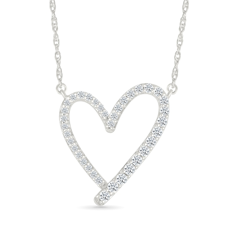 0.23 CT. T.W. Diamond Freeform Heart Necklace in Sterling Silver