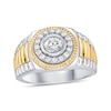 Thumbnail Image 0 of 0.75 CT. T.W. Canadian Certified Diamond Frame Ribbed Shank Ring in 10K Two-Tone Gold (I/I2)