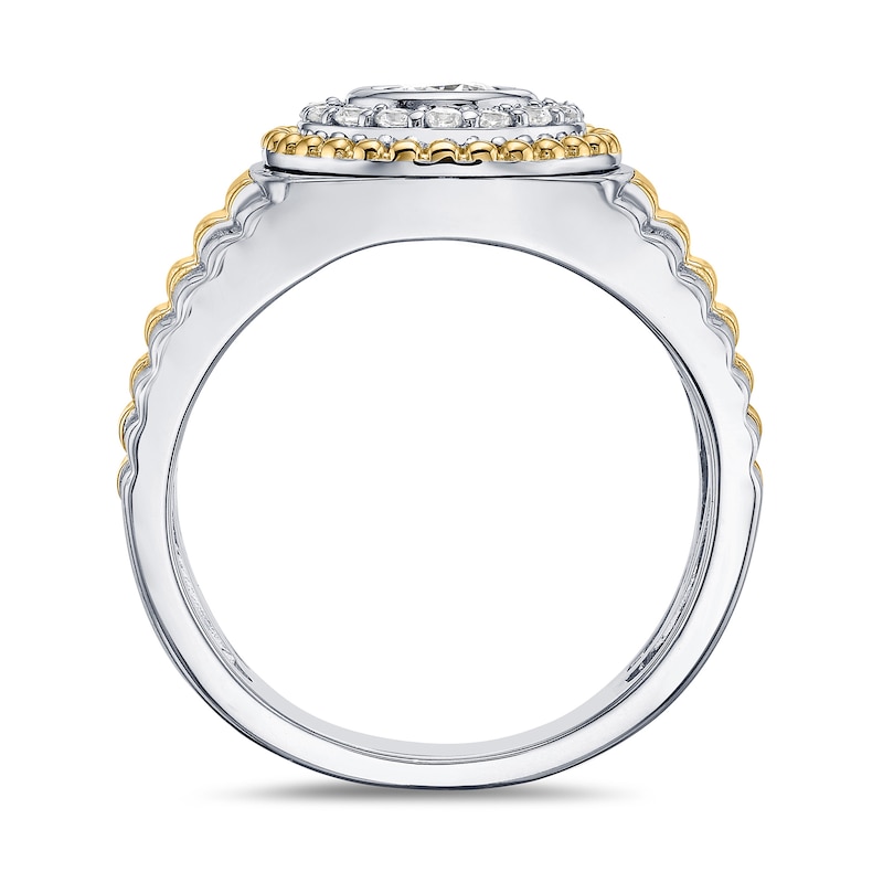 0.75 CT. T.W. Canadian Certified Diamond Frame Ribbed Shank Ring in 10K Two-Tone Gold (I/I2)