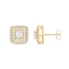 Princess-Cut Canadian Certified Centre Diamond 2.00 CT. T.W. Double Frame Stud Earrings in 10K Gold (I/I2)