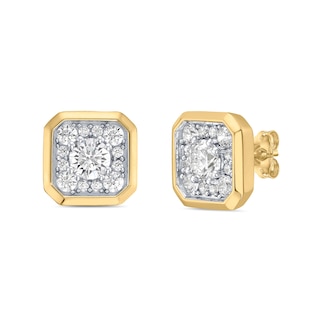 1.75 CT. T.W. Canadian Certified Diamond Cushion-Shaped Frame Stud Earrings in 10K Gold (I/I2)