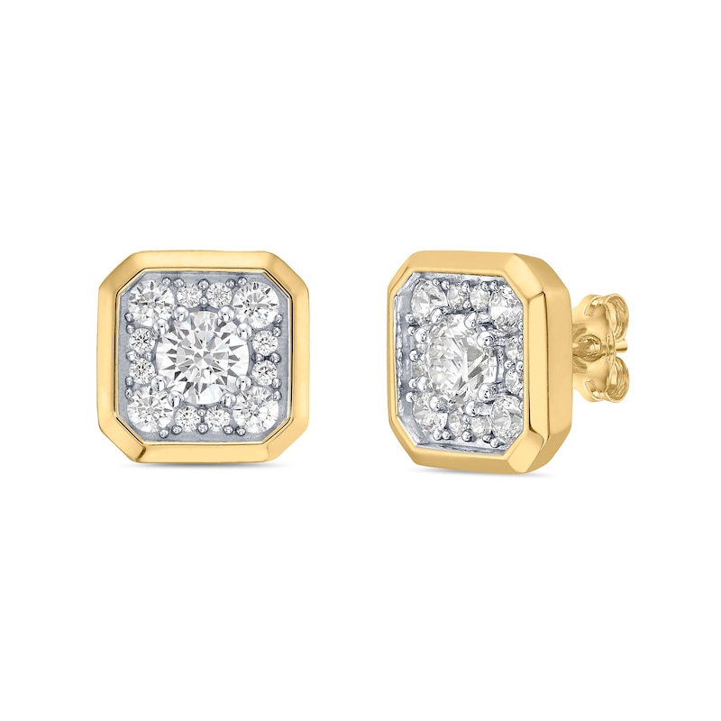 Main Image 1 of 1.75 CT. T.W. Canadian Certified Diamond Cushion-Shaped Frame Stud Earrings in 10K Gold (I/I2)