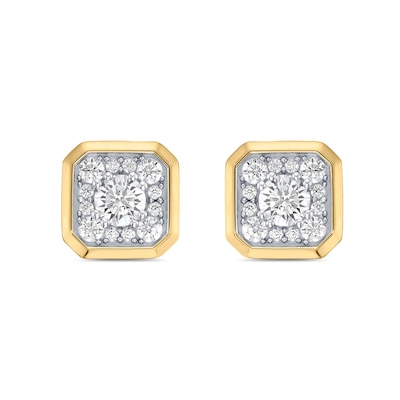 1.75 CT. T.W. Canadian Certified Diamond Cushion-Shaped Frame Stud Earrings in 10K Gold (I/I2)