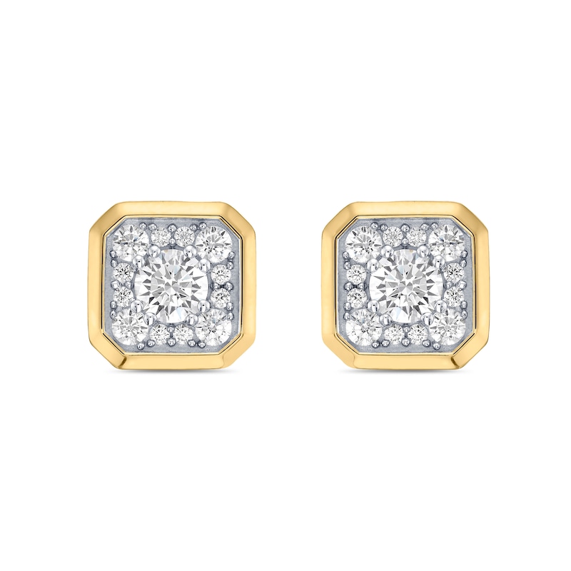 Main Image 3 of 1.75 CT. T.W. Canadian Certified Diamond Cushion-Shaped Frame Stud Earrings in 10K Gold (I/I2)