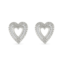 0.085 CT. T.W. Diamond Heart Frame Earrings in Sterling Silver