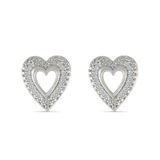 0.085 CT. T.W. Diamond Heart Frame Earrings in Sterling Silver