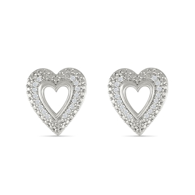 0.085 CT. T.W. Diamond Heart Frame Earrings in Sterling Silver